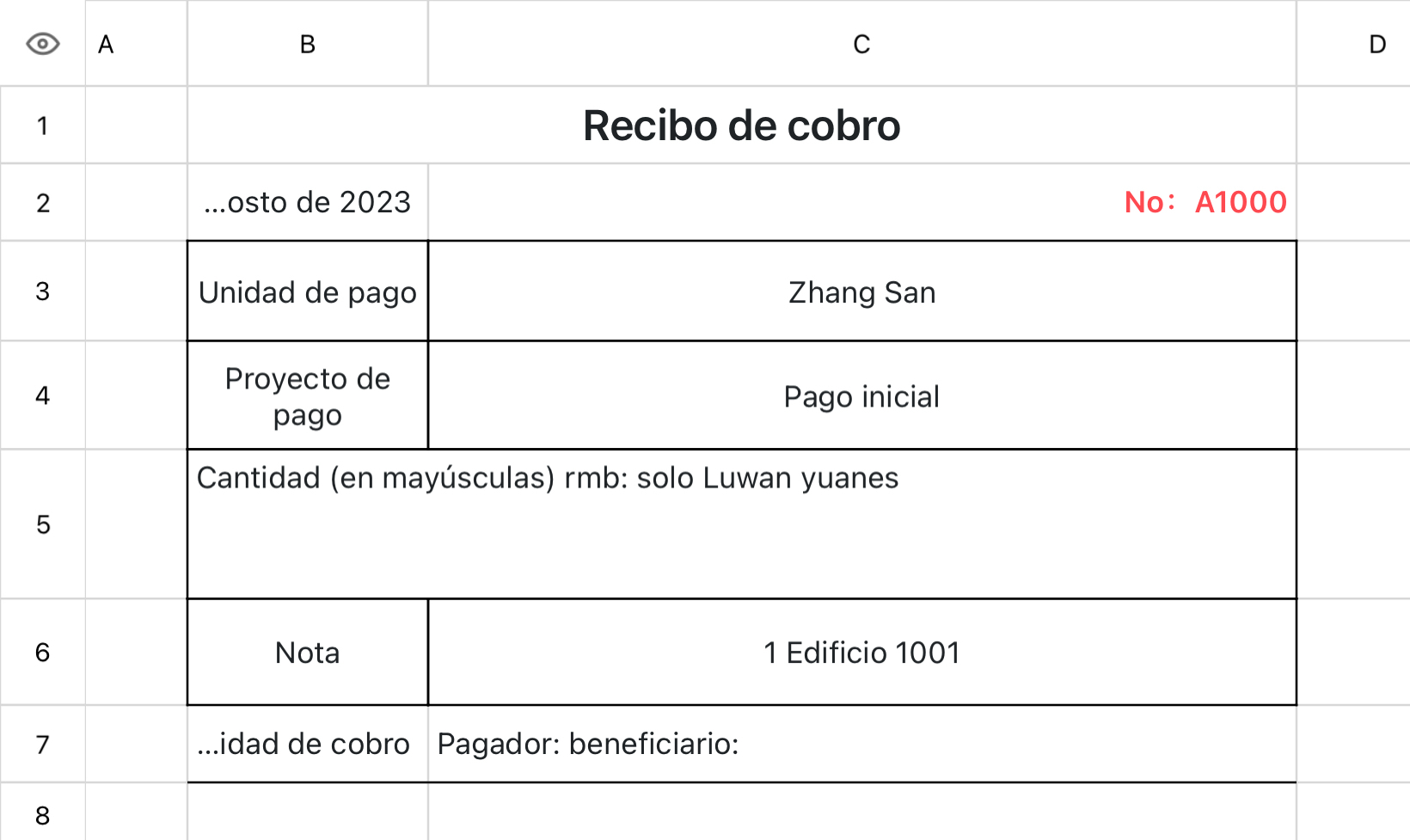 Recibo de cobro